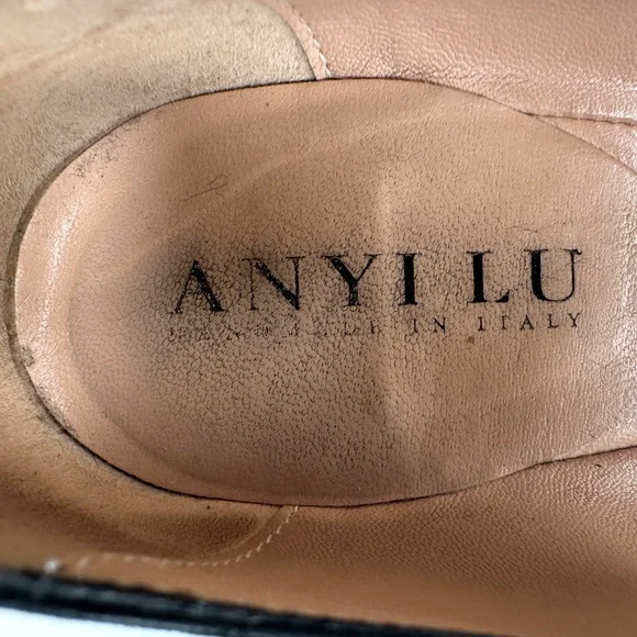 Anyi Lu Black Suede Heels 37 | Mary Jane Pumps with Gold Buckles | Made in Italy - Picture 9 of 13